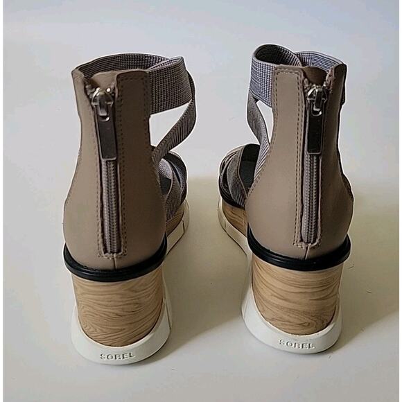 Sorel Joannie III Sport Strap Platform Wedge Sandals Gray Open Toe - Picture 4 of 14